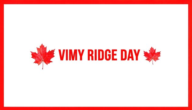 Vimy Ridge Day commemoration with red maple leaves on white background