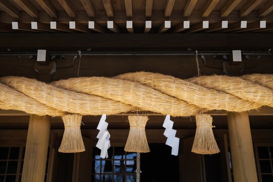 Japanese culture Sacred Rope Entrance of Shinto shrine Traditional Japan Shimenawa 