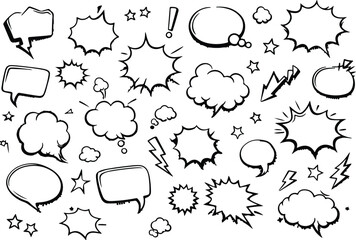 Line speed cartoon effect, boom explosive motion line element set. Comic boom burst, explosive smoke, line speed cartoon vector icon. Hand drawn sketch doodle action effect. Vector illustration  © HIKE STUDIO 9