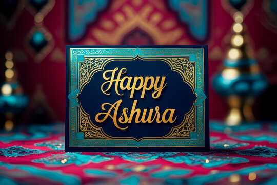 Postcard banner poster Muslim holiday of Ashura 10th day of holy month of Muharram AI Generative