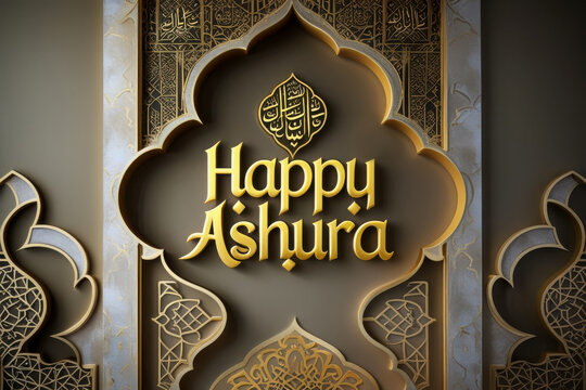 Postcard banner poster Muslim holiday of Ashura 10th day of holy month of Muharram AI Generative
