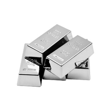 A black-and-white halftone illustration showing molten metal being poured into molds to form gold bars. A tilted container or crucible directs a stream of liquid gold into rectangular molds below, whe