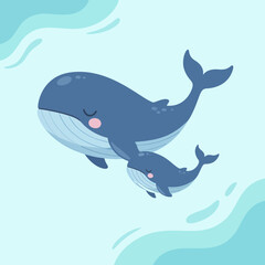 Naklejka premium FLAT ILLUSTRATION OF AN ANIMAL AND ITS CHILDREN WHO ARE IN A MUTUALLY PROTECTIVE RELATIONSHIP WITH ONE ANOTHER
