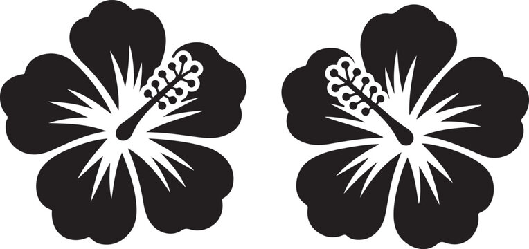 Tropical Hibiscus Flower Silhouette Vector Illustration