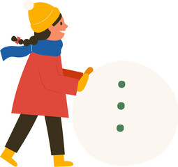 Girl making the snowman