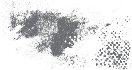 Abstract grey textured splatters and dots on white background with grunge effect © Pixel Park