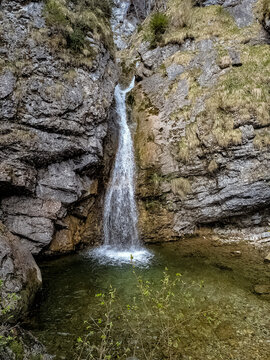 Lochner Waterfall near Walchsee in Tyrol &ndash; Idyllic waterfall in a rocky gorge, Austria.