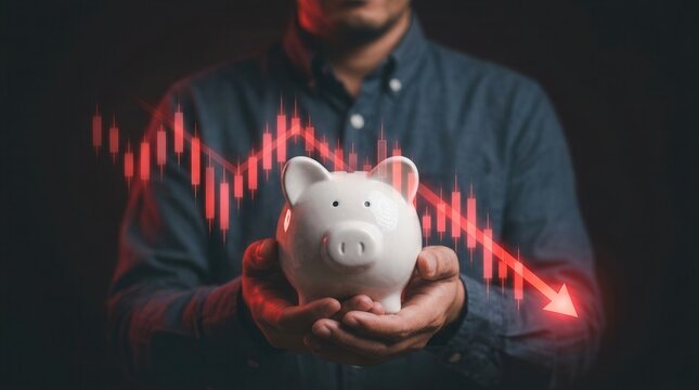 Conceptual graphic of a financial downturn representing bankruptcy risk and economic decline.