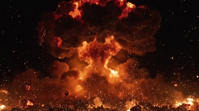 A massive explosion with fire and smoke.