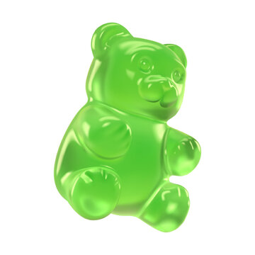 Translucent lime green gummy bear jelly candy