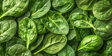 Obraz premium Vibrant Dynamic Array of Fresh Organic Spinach Leaves Displayed in a Beautiful Flat Lay Design