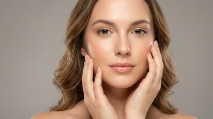 Fototapeta premium Attractive young woman with perfect skin enjoying a facial treatment in a beauty spa.