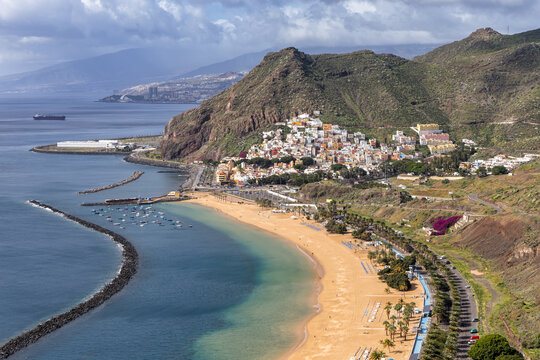Tenerife island Playa de las Teresitas beach sea vacation in San Andres, Spain