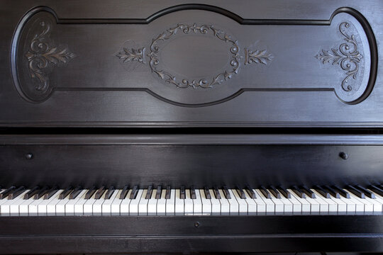 Vintage upright piano keyboard