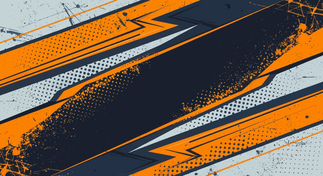 Orange and blue geometric racing car wrap graphic background