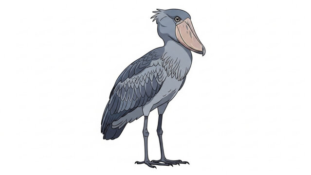 Shoebill stork bird standing isolated on white background vector