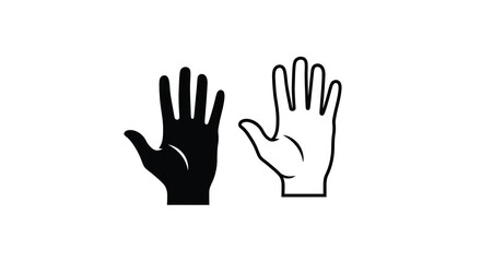 Fototapeta premium Two hands facing each other one dark and one light silhouette