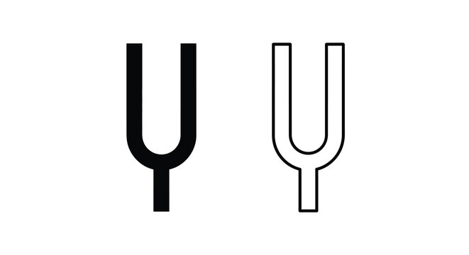 Two depictions of the greek letter psi as a black silhouette