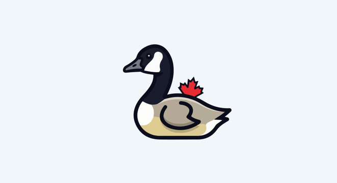 Cartoon goose with a Canadian maple leaf on its back