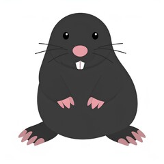 Fototapeta premium cute cartoon mole character illustration standing on a small patch of dirt isolated on white
