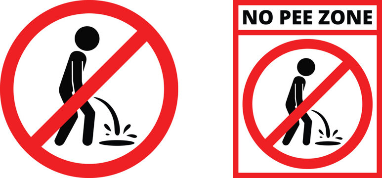 No Pee Zone Prohibition Sign Vector Illustration ? Public Urination Not Allowed Symbol for Hygiene Awareness