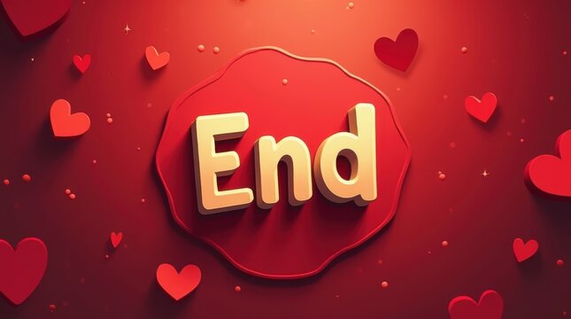 Cartoon style animation isolated by the alpha channel usable for the end of videos.Drag and drop use.Red circles zooming in with bounce back effect.the end text in vintage style