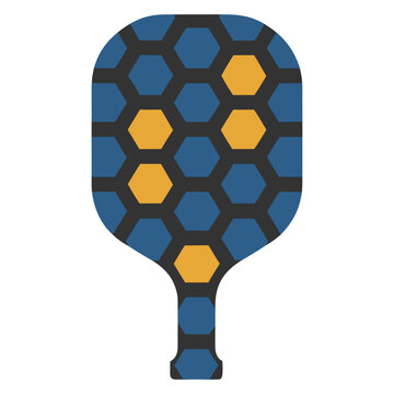 Flat pickleball paddle icon with hexagon pattern