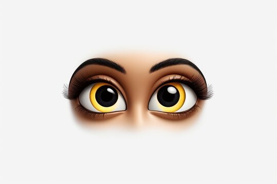 Digital illustration of wide open cartoon eyes with long eyelashes and dark eyebrows