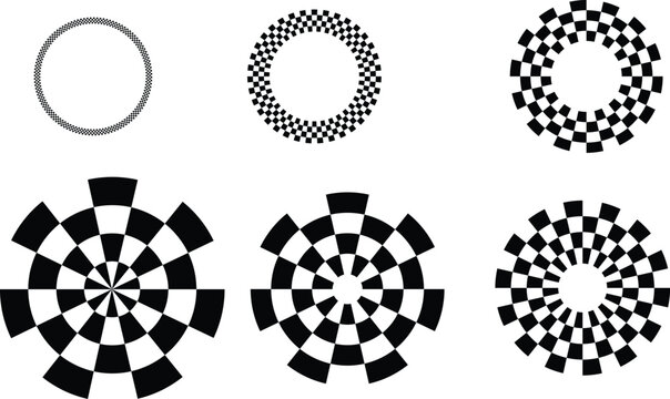 Checkerboard pattern variations for visual perception testing and optical illusion research supporting neuroscience studies, cognitive experiments, calibration tasks and abstract design use