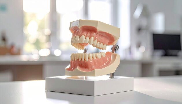 Detailed Dental Model of a Jaw with Articulating Teeth and Gums on Display