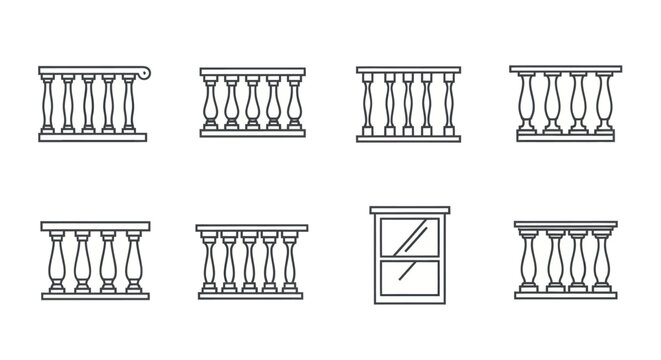 Detailed architectural railing designs collection.