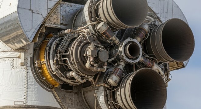 Detailed Close-Up of a Rocket Engines Powerful Nozzles.