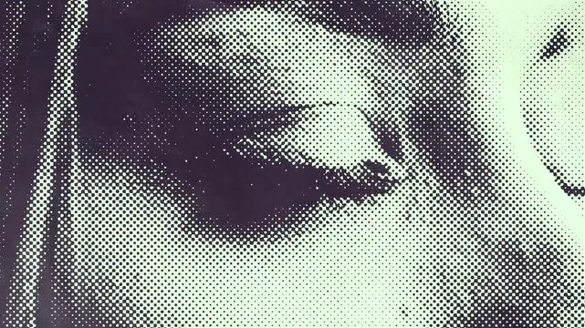 Halftone Animation of a Woman Eyes with Dual Tone Color