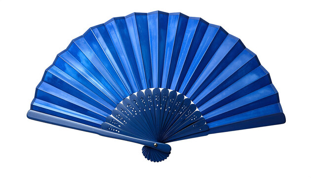 Blue handheld folding decorative accessory.