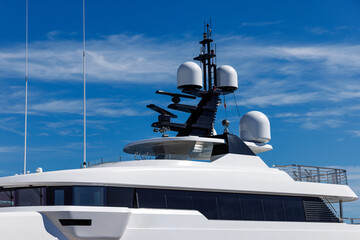 Radar and communication domes on luxury yacht © 9parusnikov