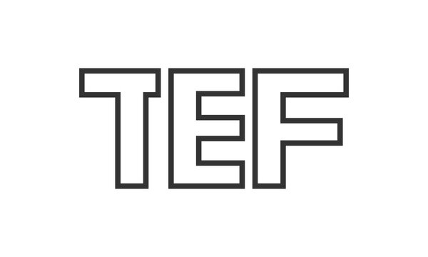 TEF logo design template with strong and modern bold text. Initial based vector logotype featuring simple and minimal typography. Trendy company identity.