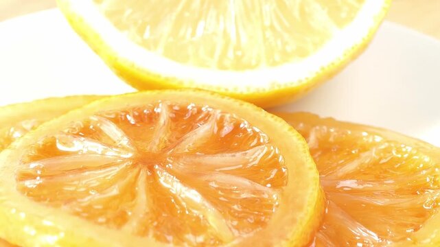 Sliced ​​lemons pickled in honey.	
