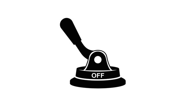 Black lever switch icon in off position isolated on white background