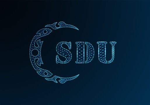 Low poly letter logo SDU design. SDU letter logo low poly vector design on blue color gradient background. SDU logo low poly design