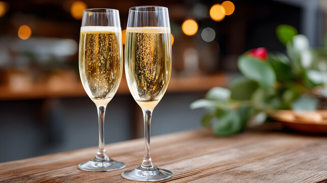 Celebration background with champagne flutes ready for a special moment during a social gathering