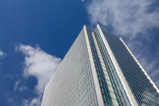 Financial district with modern skyscrapers