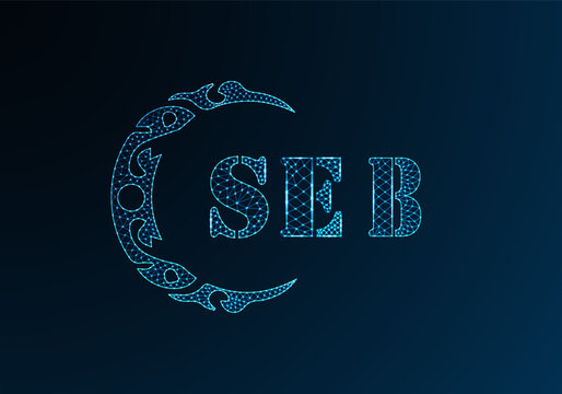 Low poly letter logo SEB design. SEB letter logo low poly vector design on blue color gradient background. SEB logo low poly design