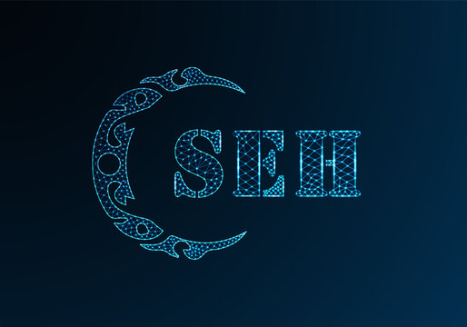 Low poly letter logo SEH design. SEH letter logo low poly vector design on blue color gradient background. SEH logo low poly design