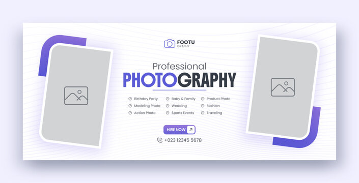 Digital photography services facebook cover or web banner template
