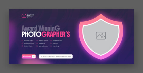 Naklejka premium Digital photography services facebook cover or web banner template 