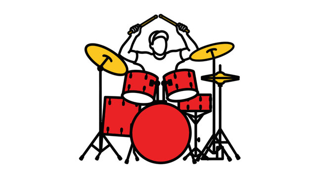 Musician playing a drum set with sticks