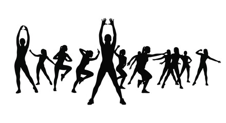 Obraz premium Silhouettes of people dancing in various poses