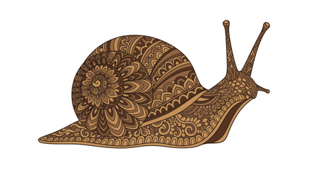 Decorative mandala snail with intricate zentangle patterns isolated on white background © Arus LMH