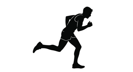 Obraz premium Black silhouette of a man running