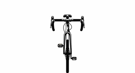 Naklejka premium Top view of a black and white racing bicycle's front end